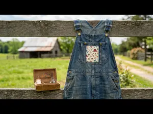 How did the farmer patch his ripped overalls?