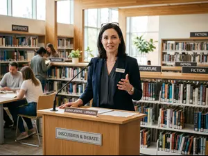 How did the librarian instantly shut down her opponent in the debate?