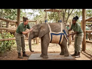 How do you lift a baby elephant safely?