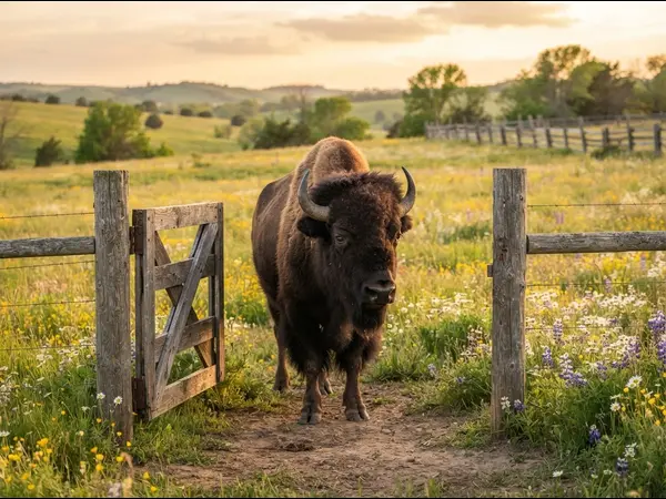 What did the bison say to his son when he left the ranch?