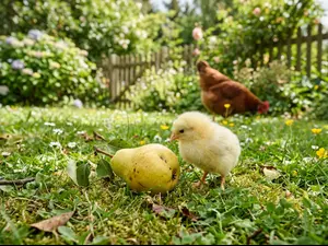 What did the chick say seeing fruit under mom?