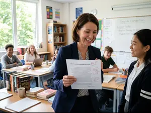 What did the English teacher shout when the student handed in a flawless paper?