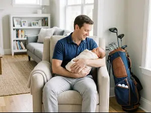 What did the golfer say after baby number two arrived?
