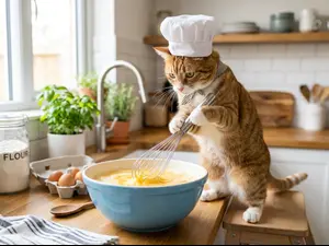 What do cats use to whip up eggs?