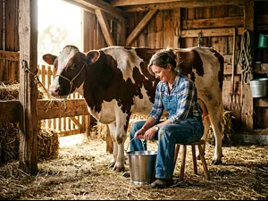 What do farmers chat about while milking cows?