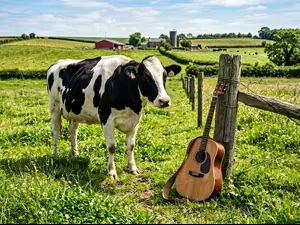 What do you call a cow that plays guitar?