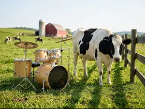 What do you call a cow who plays drums in a band?