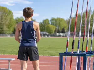 What do you call a nervous javelin thrower?