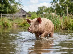 What do you call a pig that swims all day?