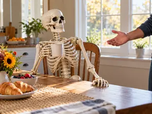 What do you call a skeleton who won't get up?