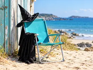 What do you call a witch who lives at the beach?
