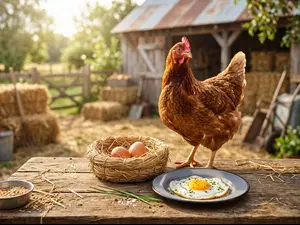 What does a mischievous hen lay for breakfast?