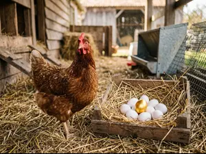 What does a naughty hen lay?