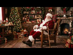 What does Santa use when he needs a little support?