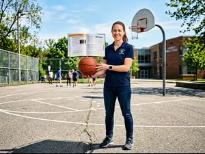 What happened when the teacher joined the basketball game?