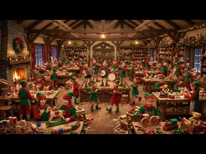 What music fills Santa's workshop all day?