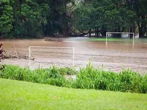What should a football team do if the pitch is flooded?