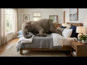 What time is it when an elephant flops on your bed?