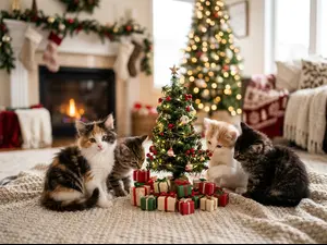 Who brings gifts to kittens at Christmas?
