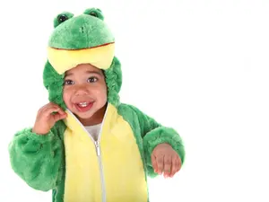 Why did the little boy dress up as a frog for Halloween?