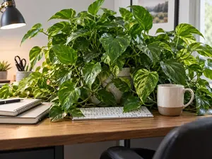 Why did the office plant move to a bigger desk?