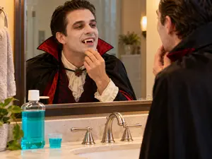 Why did the vampire need mouthwash?