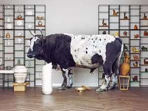 Why was the bull kicked out of the store?
