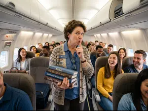 Why was the librarian asked to leave the airplane?